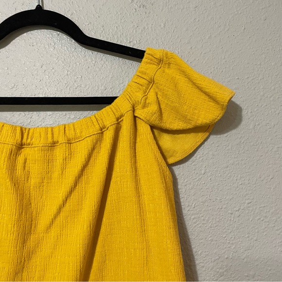 Madewell Texture & Thread Yellow Flutter Sleeve Button Front Blouse M - Picture 8 of 11